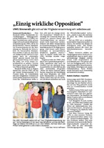 UWG Simmerath Mitgliederversammlung 2018 Vorstand Presseartikel Aachener Zeitung Opposition Steckenborn